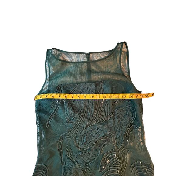 Mikael Aghal Green Sequin and Tulle Dress - Size 12 - Picture 4 of 13